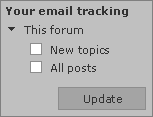 Email tracking of forums is available only to registered users